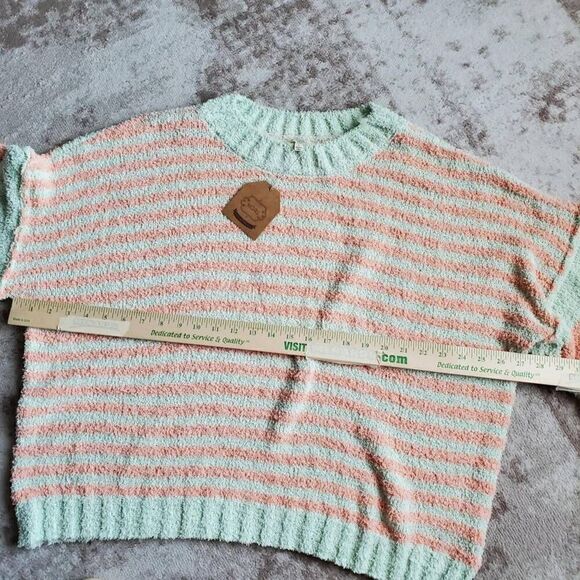 Kori America Fuzzy Fleece Striped Sweater NWT Oversized SZ L Womens - Picture 8 of 8